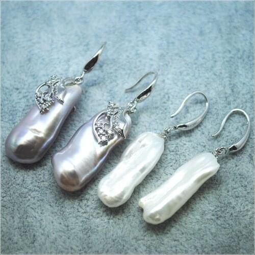 925 Sterling silver jewelry baroque cultured freshwater pearl jewelry for good quality pearl size 25x9mm