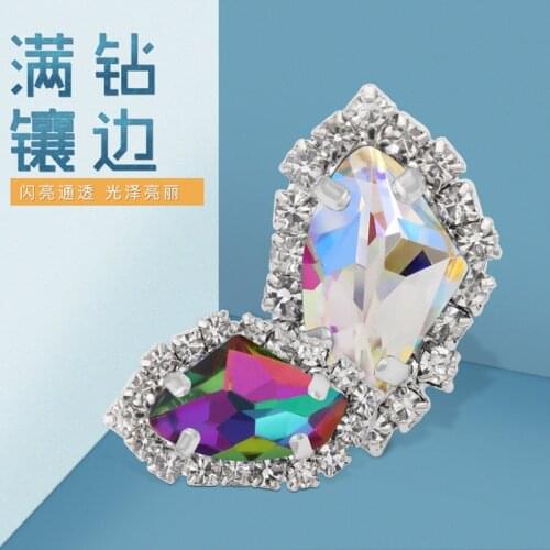 Factory sales 9x14mm 10pcs/pack heart shape K9 Crystal glass buckle,silver bottom sew on rhinestones,Diy/jewelry accessories