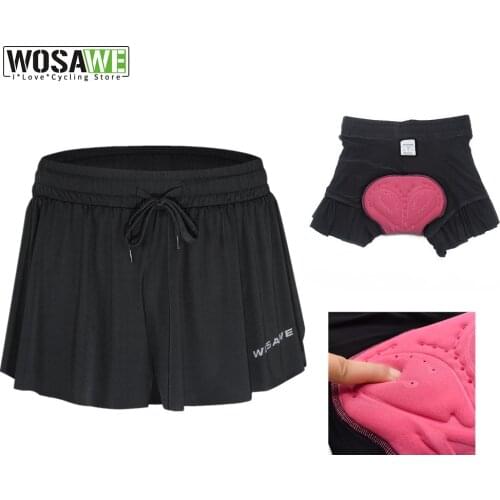 WOSAWE Womens Cycling Shorts Biker Skirt Road Bike 2 in 1 Shorts With 5D Gel Padded Riding Shorts Outdoor Sport Downhill Shorts