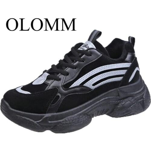 OLOMM plus velvet sneakers female 2019 winter new warm female Korean version of the wild old shoes women ins shoes AB-115