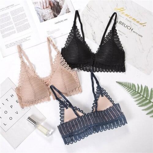 Newly Fashion Women Underwear Bras French Style Ladies Front Closure Buckle Lace Underwear Push Up Bras Sostenes De Mujer 2020