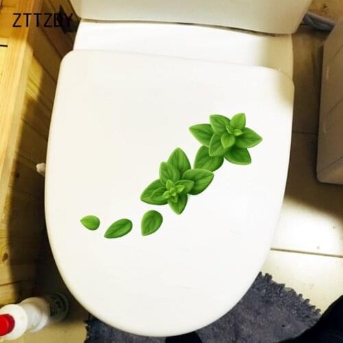 ZTTZDY 26.5×10.8CM Fresh Green Leaves Toilet WC Accessories Home Living Room Wall Stickers T6-0227