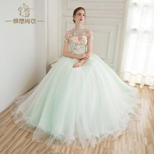 100%real high collar flower embroidery elegant gown royal Medieval Renaissance Gown queen princess Victorian dress Belle ball