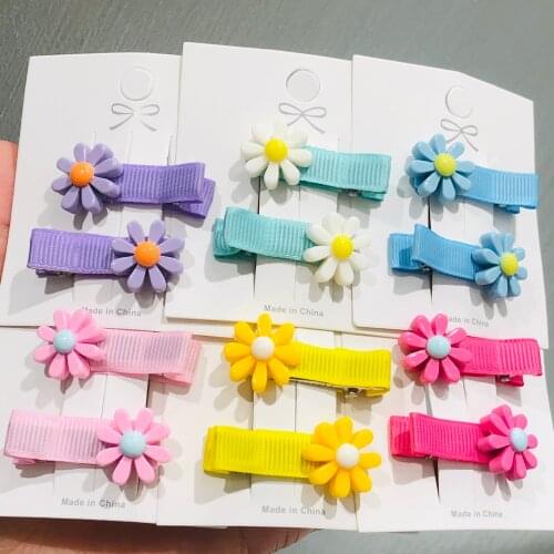 2Pcs Cute Daisy Flower Hairpins For Girls Headwear Sweet Hair Clips Barrettes Kids Fashion Hair Accessories