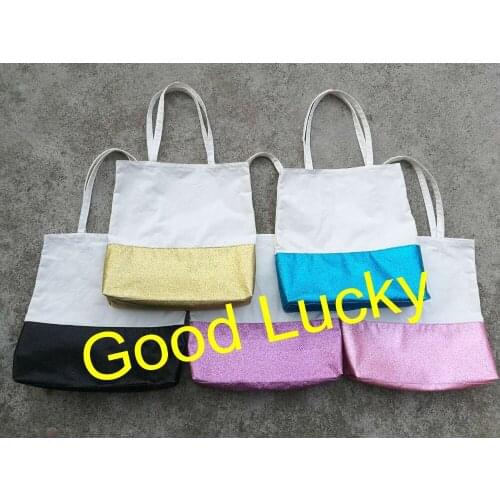 50pcs/lot free shipping new arrival 5 colors mixed glitter beach bag large size monogrammed women tote bags handbag