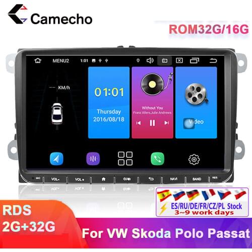 Camecho 2 Din Car radio Android Car GPS Navigator Multimedia Player 2din Auto Stereo For VW Passat Golf For Volkswagen VW Skoda