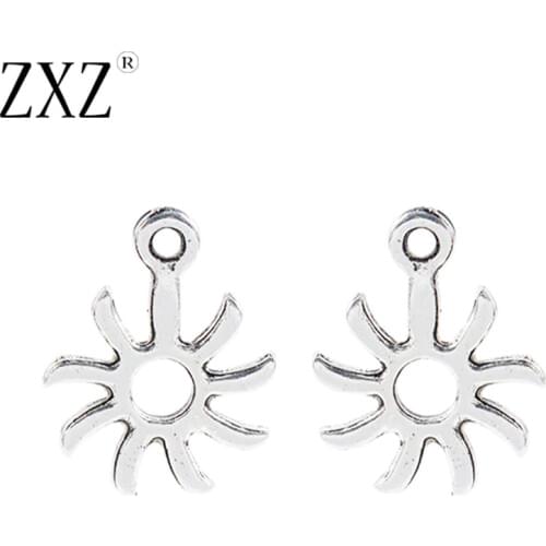 ZXZ 30pcs Tibetan Silver Hollow Open Sun Flower Charms Pendants Beads 2 Sided for Jewelry Making Findings 19x14mm