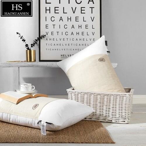 Jane European Style Letter Embroidery Design White Pillow Semen Cassiae and Polyester 700 Fill Power My Pillow Neck Protection