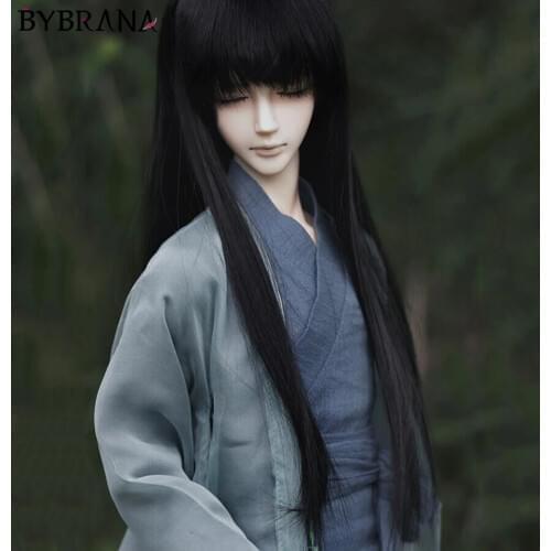 Bybrana 1/3 1/4 1/6 1/8 BJD Wigs Long Black Straight High Temperature Fiber Hair For Dolls