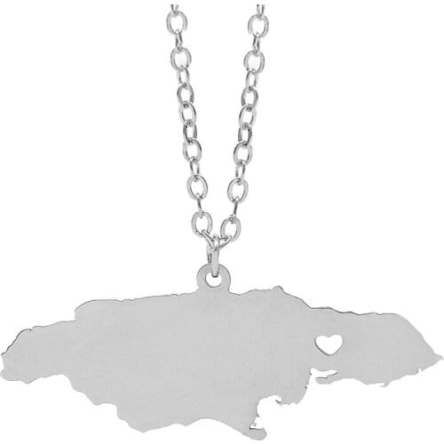 Canuomen Jamaica Map Pendant Necklace Stainless Steel Silver Gold Love Hometown Gift Custom Engraving Women Necklaces Jewelry