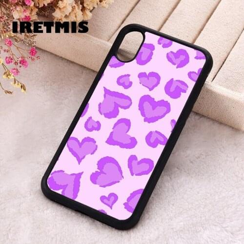 Iretmis 5 5S SE 2020 Phone Cover Case for iPhone 6 6S 7 8 Plus X Xs XR 11 12 Mini Pro Max Silicone Purple Heart Leopard Print