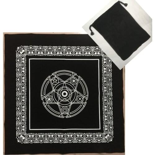 Black Altar Tarot Cards Bag Party Table Cloth Pentagram Retro Tablecloth For Divination Wicca Velveteen Tapestry Vintage