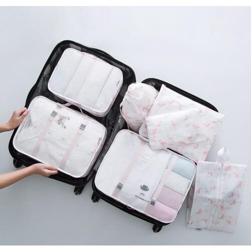 Travel Organiser Clothing 6PCS/set Lingerie Luggage Organizer Packing Cube Mesh Bag waterproof nylon Travel accessories QEHIIE