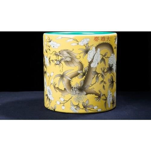 Jingdezhen Porcelain Pen Container Decoration antique enamel dragon flower pattern porcelain dragon pen gift brush pot