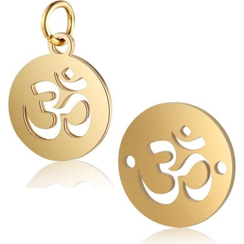 Fnixtar 10pcs/lot Stainless Steel OM Metal Mini Charms DIY Mirror Polished Connecting Charms For Making Jewelry Accessories