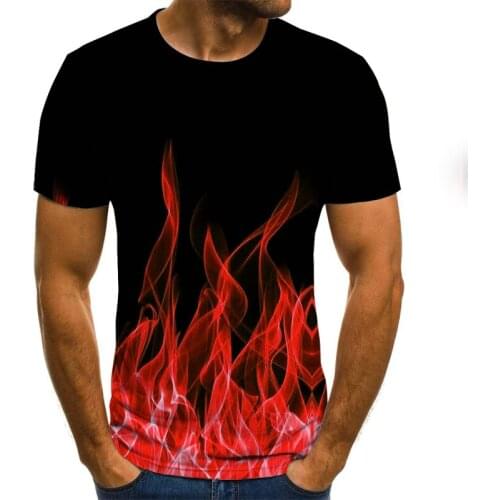 Summer t shirt 3D Printed flame Colorful Printing Men casual T-shirt Funny Novelty Fashion trend youth cool mens t-shirt