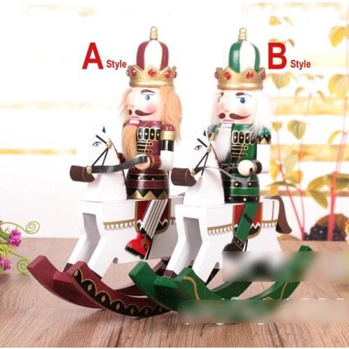 Ht078 King on horseback 30CM hardcover nutcracker soldiers walnut wood walnut painted Christmas doll puppets Toy