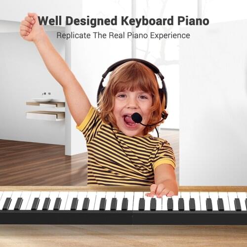 88 Keys Keyboard Piano Portable Digital Piano with LCD Display Built-in Speakers Rechargeable Battery BT Connectivity Instrument