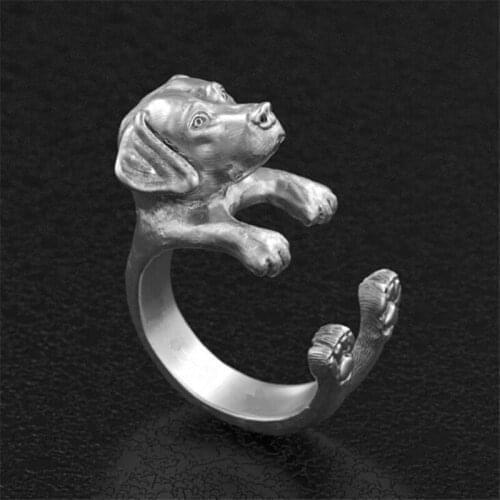 Retro Adjustable labrador retriever Rings Fashion Jewelry Animal Dog Rings