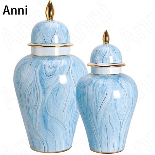 Creativity Golden Stroke Ceramic Vase Nordic Vintage Lake Texture Large Countertop Floor Vases Office Ornament Living Room Decor