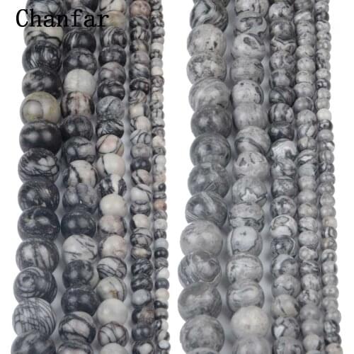 Black Network Zebra Stripes Map Stone Round Beads For DIY Jewelry Beads