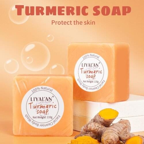 Turmeric Soap Herbal Natural Scrub Cleaning Nourishing Oil-Control Whitening Acne Treatment Mite Removal Face Soap Skin Care