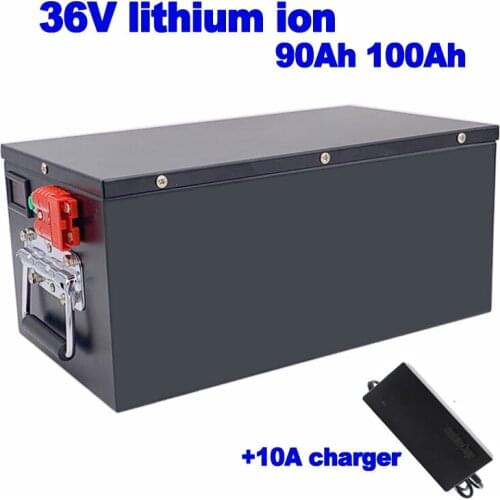 36v 90Ah 100Ah li-ion lithium li-ion battery 3.7v for forklift smart AGV power boat motor solar wind energy UPS + 10A charger