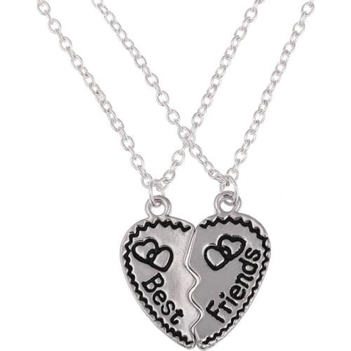 Lureme New Choker Necklace Heart Pendant Best Friend Friendship Forever Women Men Necklace Jewelry Collares Mujer 2pcs/set