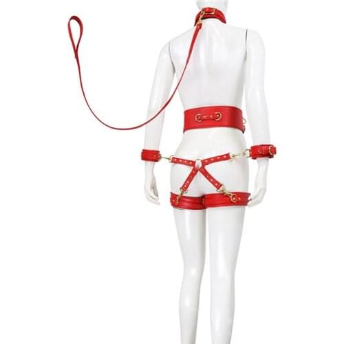 Adult Slave BDSM Bondage Set Leather Handcuff Collar Sex Toys For Woman Couples Fetish Thigh Restraint Adult Games Sex Products