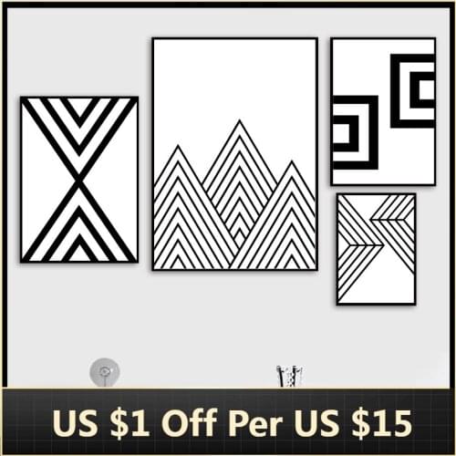 Canvas Painting Abstract Geometry Line Nordic Posters and Prints Wall Art Black White Wall Pictures for Living Room Quadro Decor