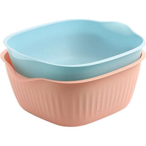 New Drain Basket Kitchen Accessory Double-Layer Design Fruit Vegetable Washing Filter Basket Drop Shipping