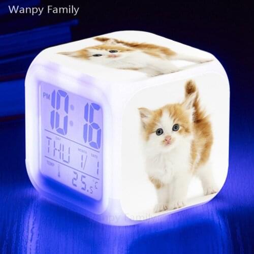 2021 New Very lovely Cat Alarm Clocks,Glowing LED Color Change alarm clocks Kids Multifunctio toys digital alarm clocks