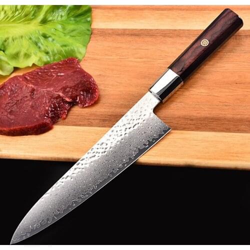 8-inch Damascus Japanese Chef Knife Japanese Cuisine Knife Color Wood Octagonal Handle Kitchen Knives Slicer Kitchen Accessories
