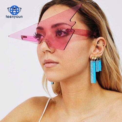 TEENYOUN Triangular Frameless Sunglasses Prom Funny Selfie Designer For Female Shades Ladies Sun Glasses Oculos