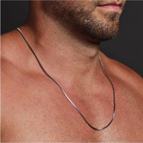 Unisex Silver Cube Chain Necklace stylish design trend product Chain size 60 cm and 1.9 mm thick