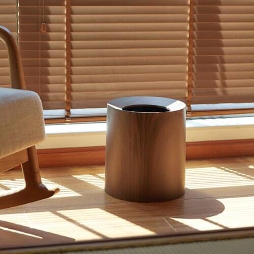 Simply Round Trash Can Luxury Creative Plastic Wood Trash Bin Toilet Kitchen Garbage Prullenbak Household Products DI50LJT