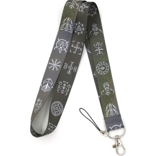 Viking Symbols Neck Strap Keychain Lanyard For Keys ID Badge Holder Mobile Phone Straps Hang Rope Key Chain Keyring Webbing
