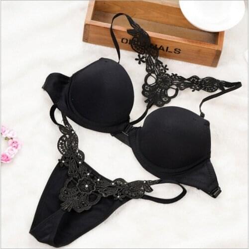 Luxury black bra brief set comfortable secret sexy lingerie bras floral lace bh set women push up bra Underwire bh C3406