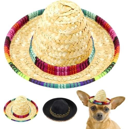 Fashion Dog Hat Cute Puppy Cat Straw Hawaii Style Hat Outdoor Sun Caps For Small Medium Dogs Chihuahua Pet Accessories Sombrero