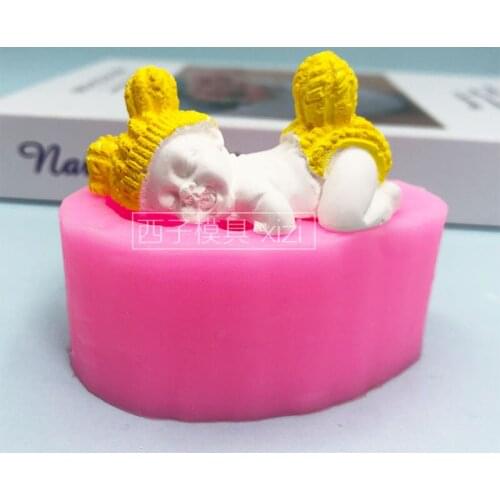 Sleeping baby silicone mold chocolate mousse cake decorative baking tools crafts drop glue resin mold