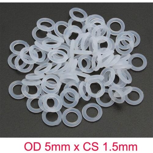 OD 5mm x CS 1.5mm SILICONE Translucent O ring O-ring Oring Seal Rubber