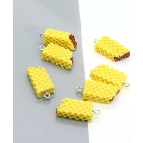 10pcs Cute Resin Chocolates Wafer Biscuits Food Charms Diy Funny Key Chain Earring Pendants Accessories Foods Jewelry Make