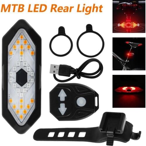 Bike Turn Signals Light Remote Control Cycling Tail Rear Light USB Rechargeable Waterproof Bicycle Indicator Bike LED Lights