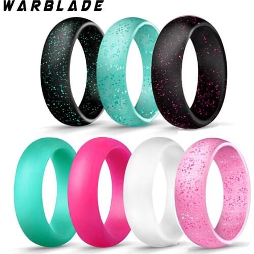 WarBLade 5.7mm Food Grade FDA Silicone Finger Ring Hypoallergenic Crossfit Flexible Rubber Rings For Men Women Gift 7pcs/set