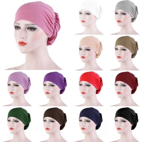 Women Turban Hat Headwear Scarf Wrap Hair Loss Cancer Chemo Cap Bandana Beanie Muslim Cover Hijab Headscarf Elastic Bonnet