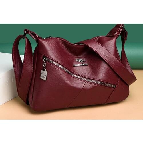 Women Leather Handbags High Quality Sac A Main Crossbdoy Bags for Women Zipper Messenger Bags Vintage Shoulder Bag Female Hobos