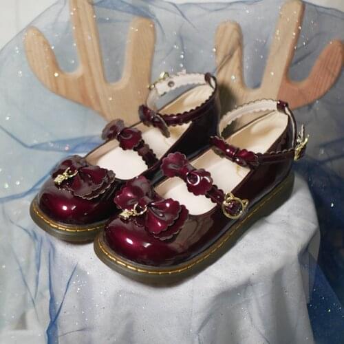 Big Size 41 Flats Low Heel Kawaii Cos Womens Shoes Bow Japanese Lolita Student Shoes Round Head Cute Cosplay Anime Lolita Shoes