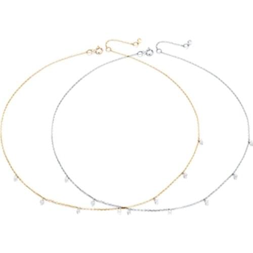 New Trendy 925 Sterling Silver O-Chain Choker Shiny AAA Zircon Necklace For Women Gift Fine Jewelry NK044