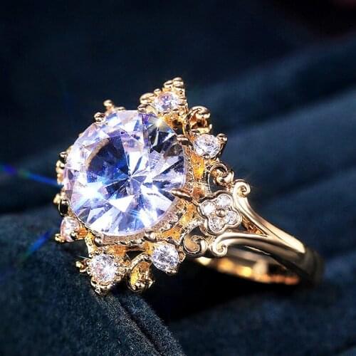 CAOSHI Retro High-quality Elegant Women Ring for Party Brilliant Round Cut Crystal Vintage Jewelry Luxury Engagement Accessories