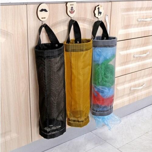 1pcs Sundries Wall Hanging Finishing Convenient Kitchen Garbage Bag Round Storage Bag Grocery Bag Holder Mesh Bag Reusable